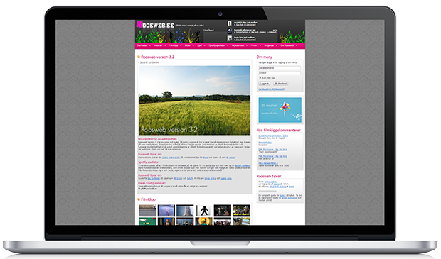 Skärmbild på webbplatsen Podnow.se, denna bild visar en del av webbplatsens startsida.